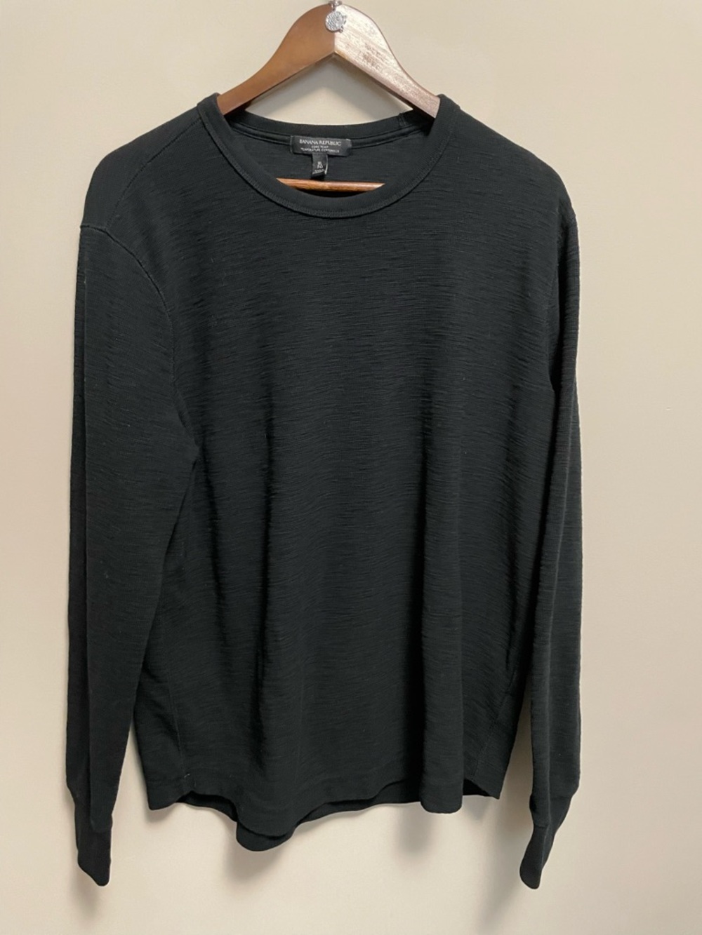 Banana Republic Core Temp Men's Long Sleeve Black Textured Crewneck XL
